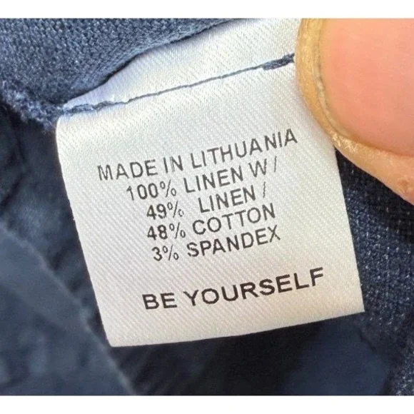 FLAX Top Womens S Blue Linen Long Sleeve Scoop Neck Textured Polka Dot Back - Picture 4 of 9